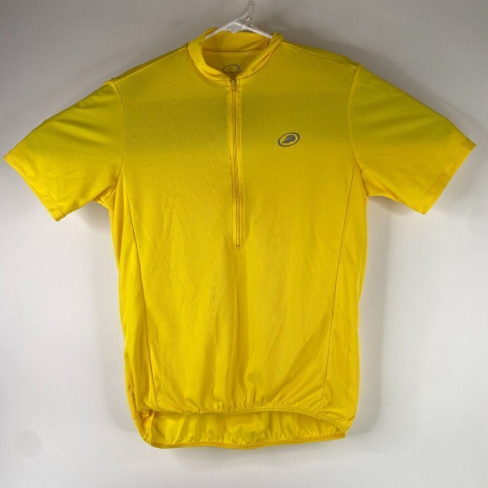Ascis Mens Yellow Performance Quarter Zip Short Sleeve Comfort T Shirt Size M